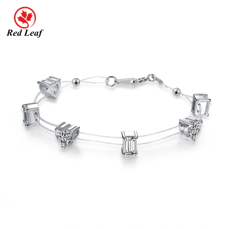 Redleaf transparente hilo de nylon moissanite d vvs1 color 925 pulsera plateada laboratorio personalizado joyas hechas 1