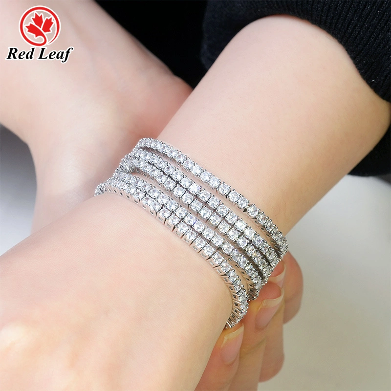 Joyas de moda de Hip Hop Redleaf 18K Pulsera de cadena de tenis moissanite Laboratorio personalizado 1