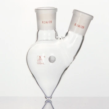 Matraz de dos bocas en forma de pera de vidrio borosilicatado 1