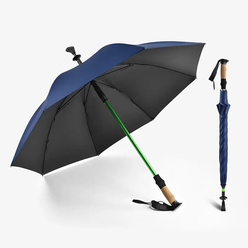 Paraguas tipo bastón impermeable y resistente al viento con logotipo personalizado, protección UV y diseño ajustable 1
