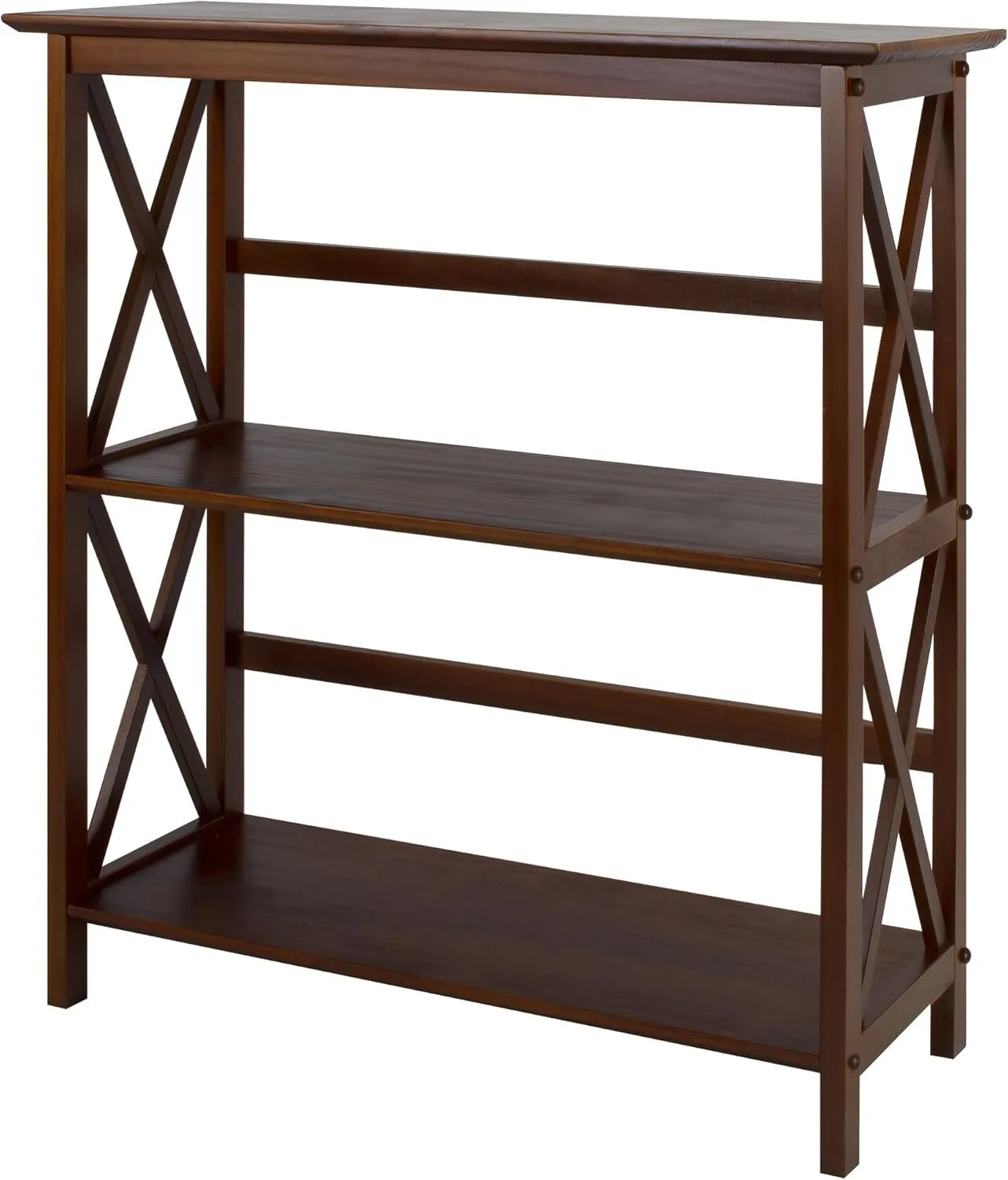 Estantería de madera de 3 niveles para sala de estar, color nogal, 11,75&quot; de profundidad x 29,5&quot; de ancho x 34&quot; de alto 1