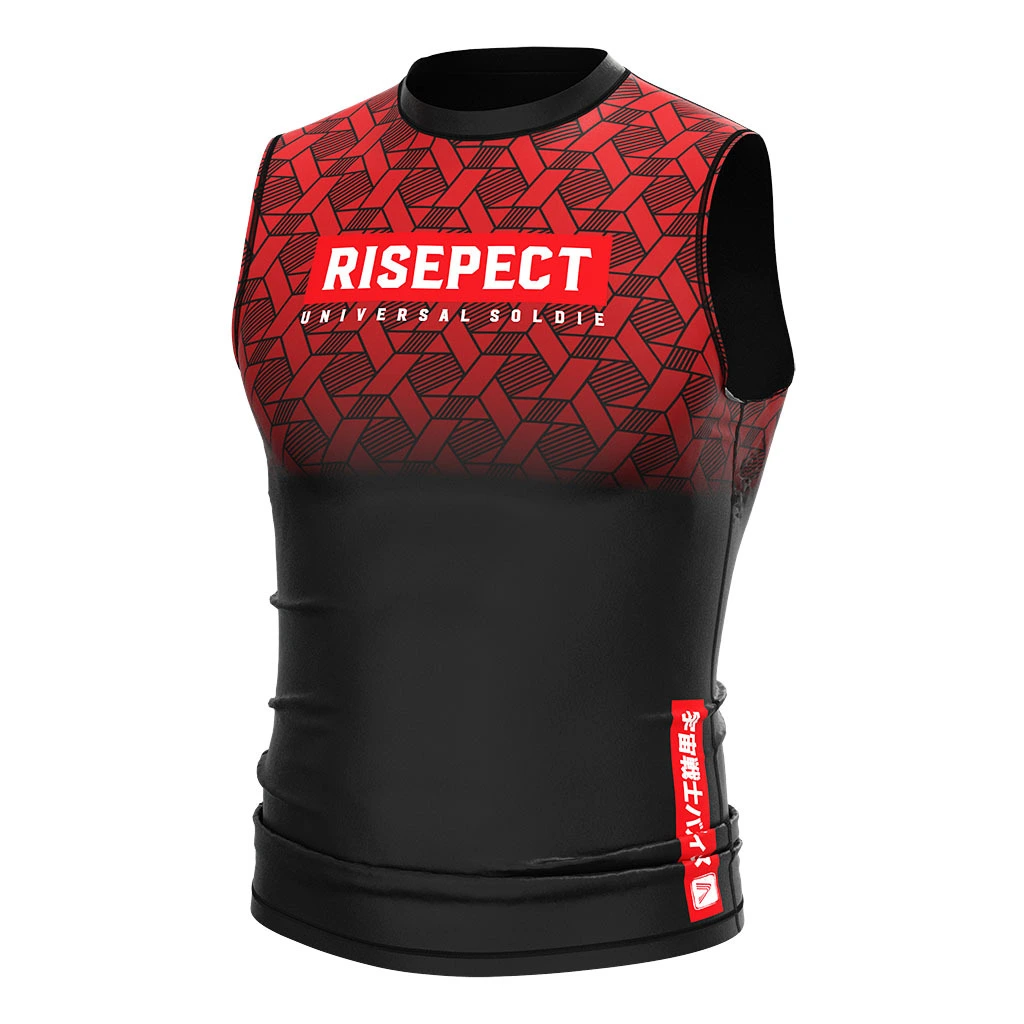 Red Weaving Print Best Rash Vest Mens Sleeveless Sublimated MMA BJJ 1