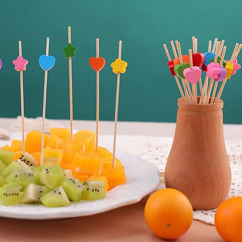 Love Heart Buluh Pilih Bufet Makanan Kek Cawan Buah Koktel Garpu Pencuci Mulut Salad Stick Untuk Berkelah Kelengkapan Rumah Pesta Perkahwinan 1