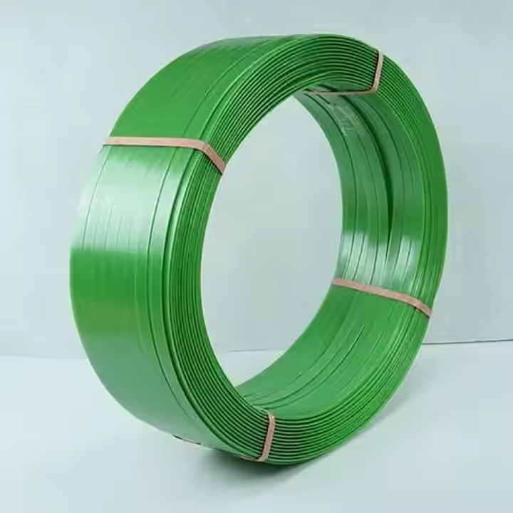 Rotolo di cinghia in PET in materiale plastico ad alta resistenza goffrato verde per uso con macchine automatiche 6