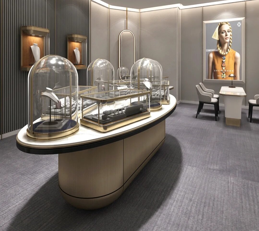 Vitrina de exhibición de joyas de mármol de lujo Proveedores de vitrinas de joyas personalizadas 3