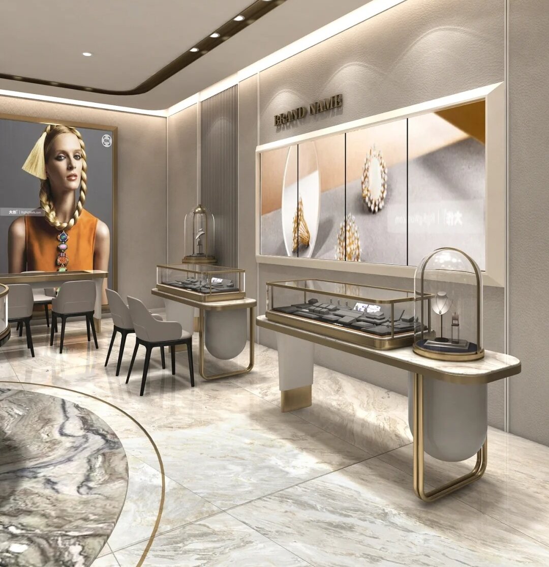 Vitrina de exhibición de joyas de mármol de lujo Proveedores de vitrinas de joyas personalizadas 4