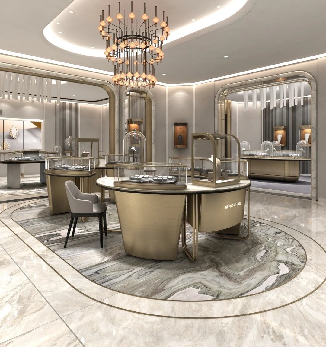 Vitrina de exhibición de joyas de mármol de lujo Proveedores de vitrinas de joyas personalizadas 2