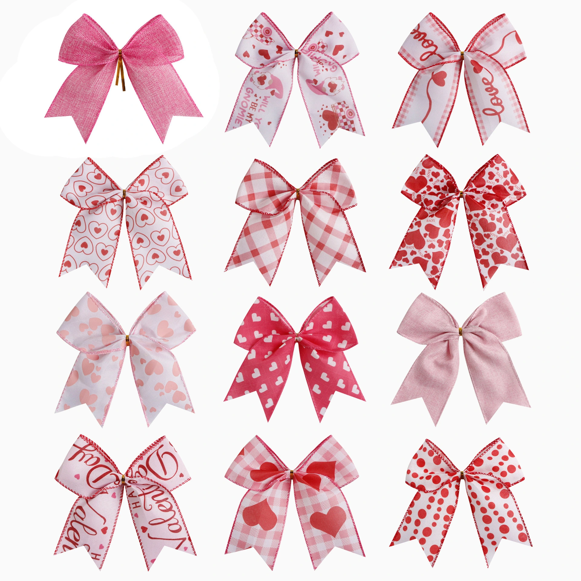 MSD Red Love Print Imitation Linen Wedding Ribbon Bow for Valentine's Day Gift Wrapping 1