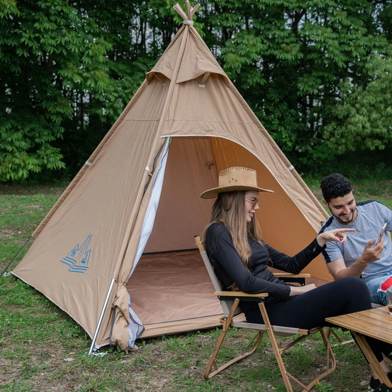 Double Door Canvas Tent Teepee Design Family Camping Spacious Durable Shelter 1