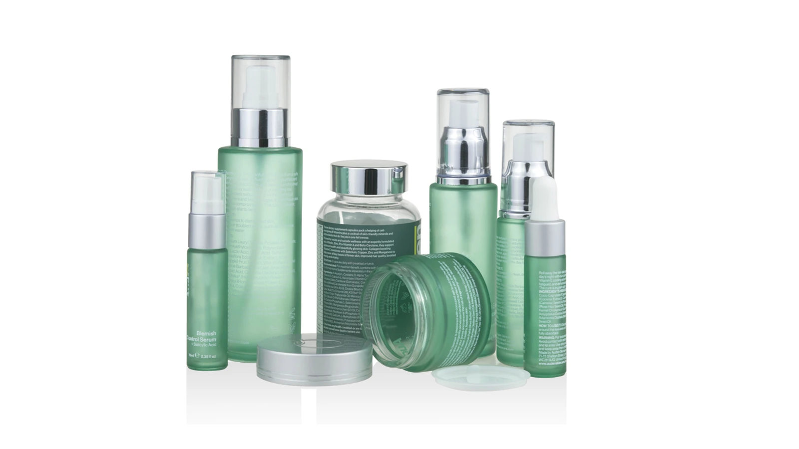 Luxury Matte Green Glass Pump Bottle for Skincare - 10g to 50g Cosmetic Packaging BEST-30828 1