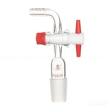 Lab Borosilicate Glass Joint Bend  Inlet Connection Adapter（PTFE piston） 1