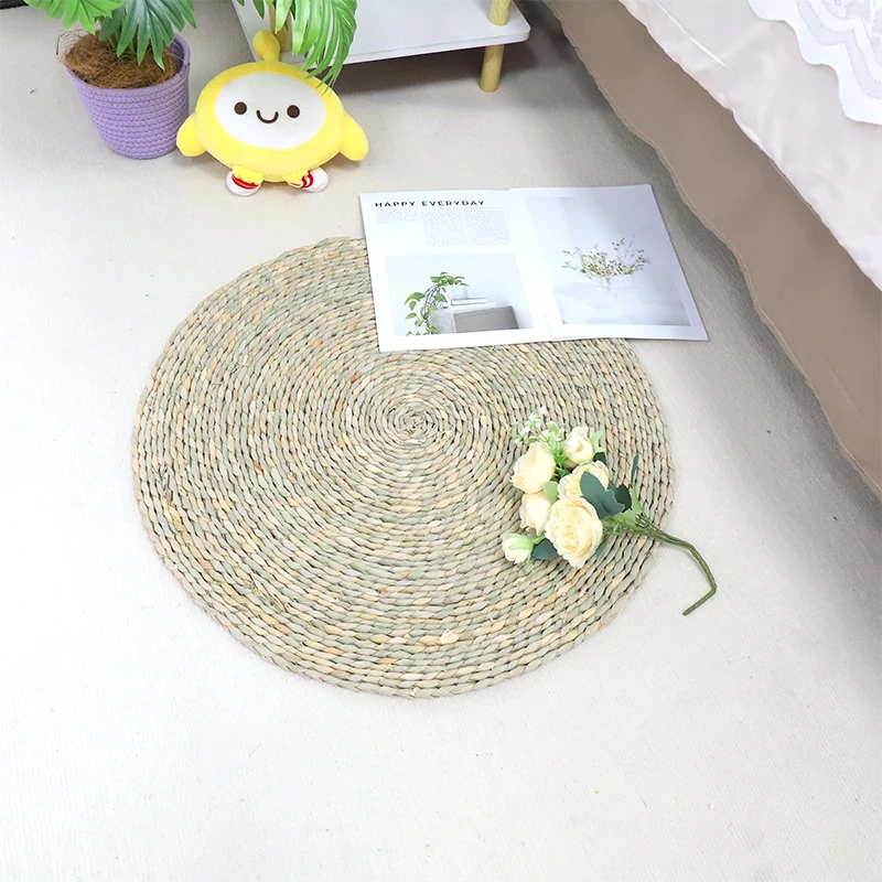 Durable and Breathable Straw Floor Cushion for Yoga and Meditation ，Natural hand-woven 1