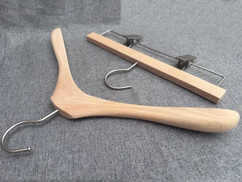 High quality natural beech wood women coat hanger 1