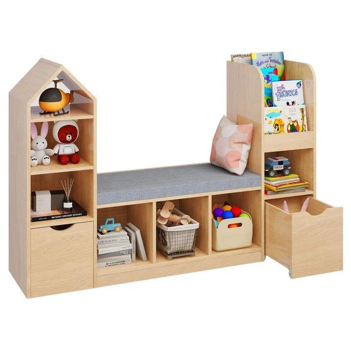 Toy Storage Organizer for Kids Bookshelf with Reading Nook, Multifunctional Kids Bookcase with 7 Storage Cubbies 1