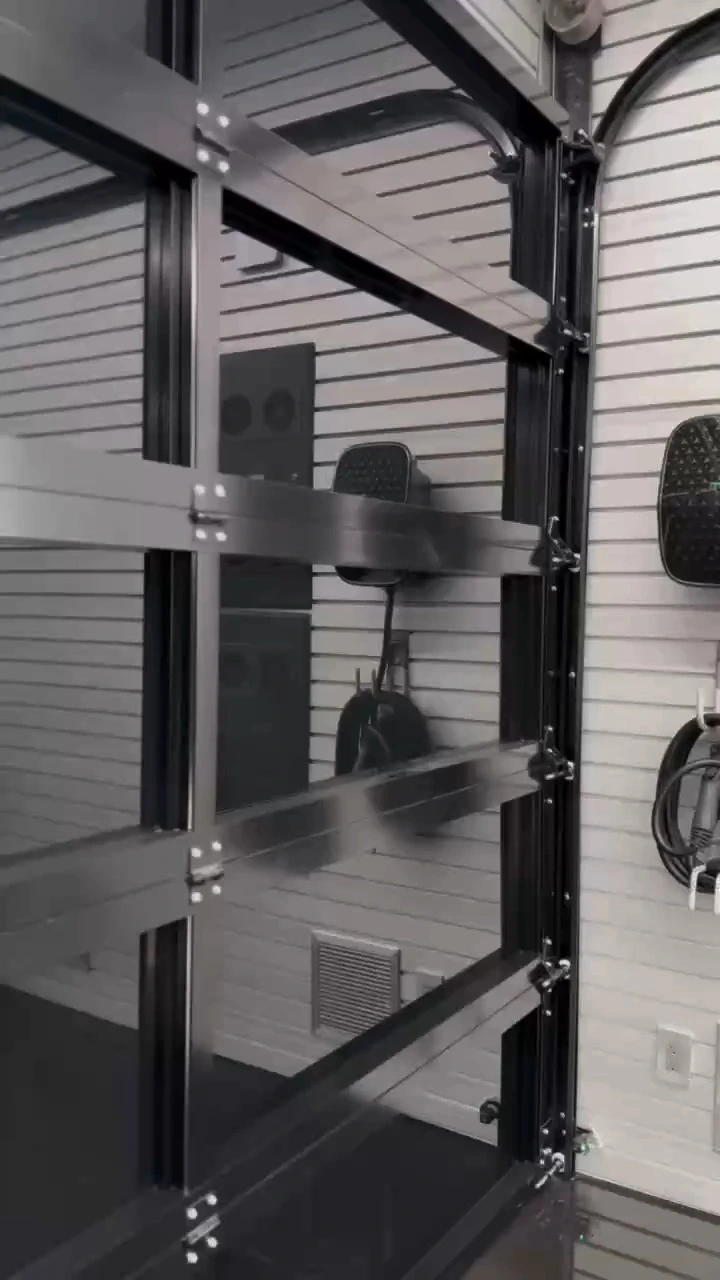 Automatic American Black mirror glass sectional panels overhead garage door 1
