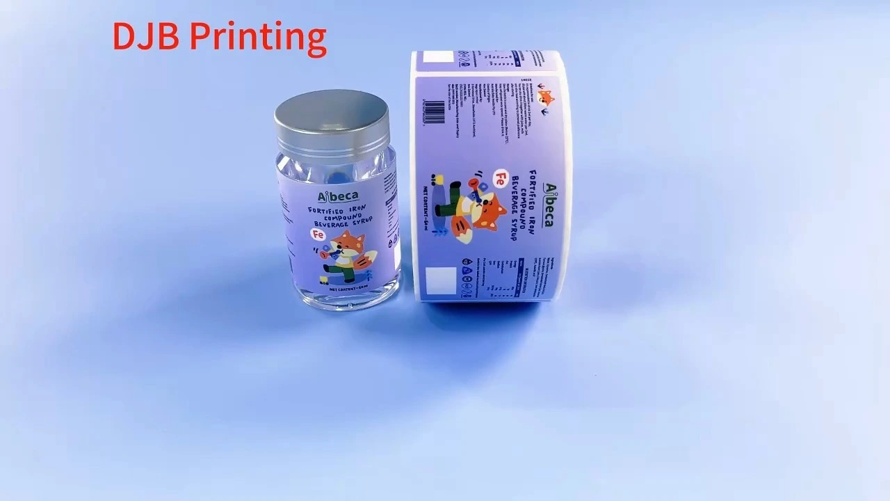 Étiquettes personnalisées pour compléments alimentaires, film nacré, laminage mat et impression UV 1
