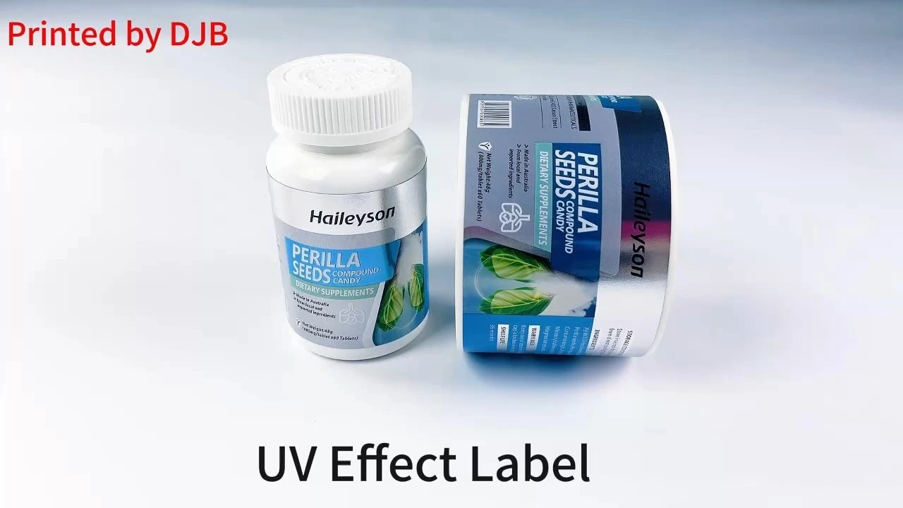 Custom Healthcare Labels for Bright Silver PP Material, Reverse UV and Scrub Matte Varnishing 1