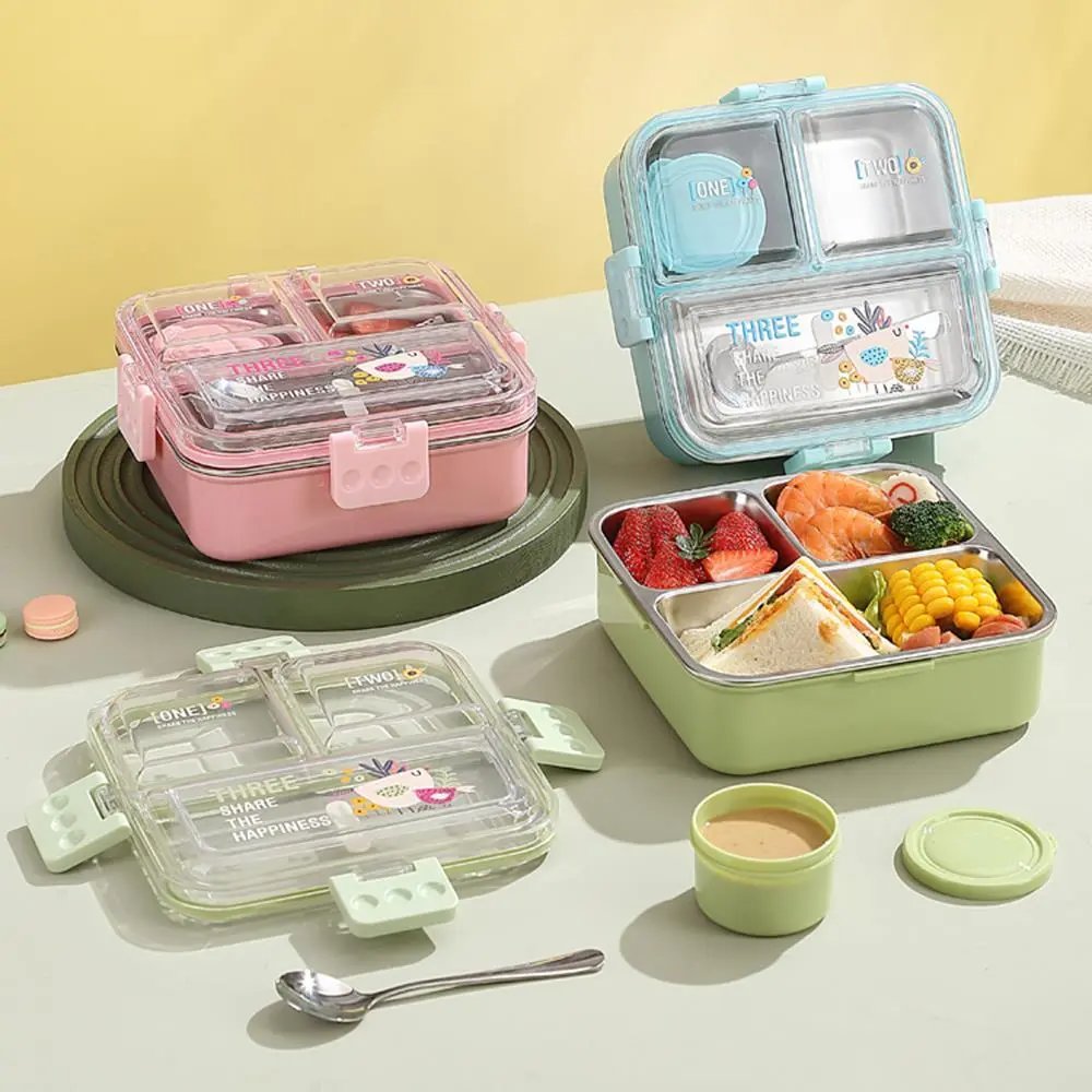 New Stainless Steel Sealed Lunch Box, Square Portable Student White-collar Lunch Box 1