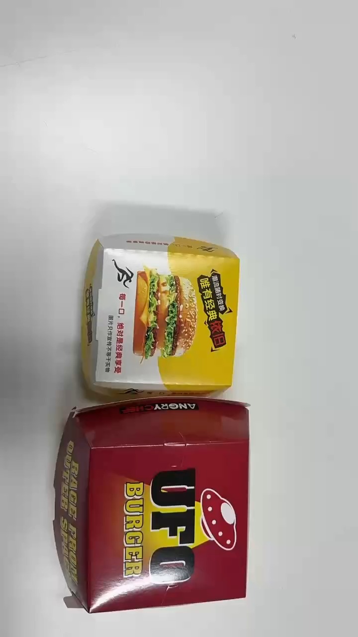 Customized logo Biodegradable Fast Food Takeaway Burger Paper Box Oil Resistant Paper Box 1