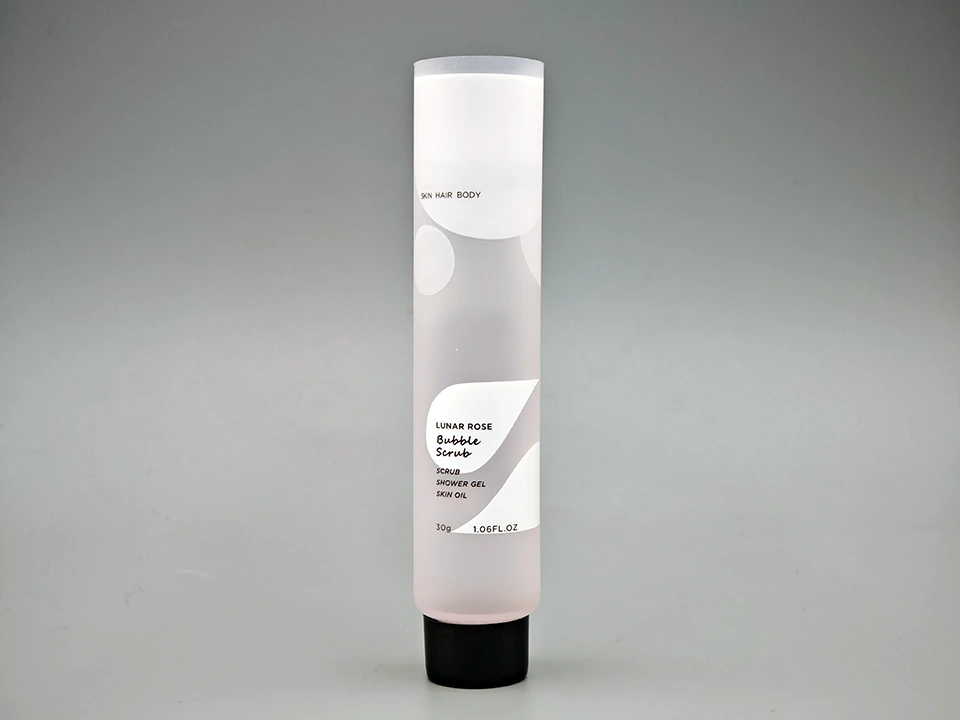 Transparent Scrub Tube Screen Print Black Twist Cap Round Packaging 1