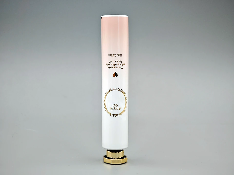 Tube de gel acrylique en feuille d&39;or, emballage rond en aluminium et plastique brillant 1