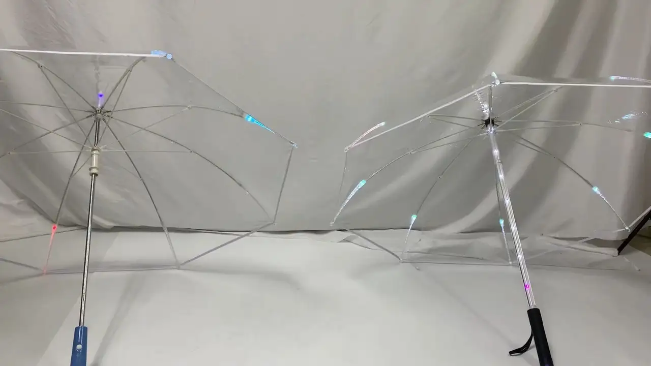 Parapluie LED transparent innovant à double luminescence pour des journées pluvieuses vibrantes avec une lumière longue portée &lt;000000&gt; Effets stroboscopiques 1