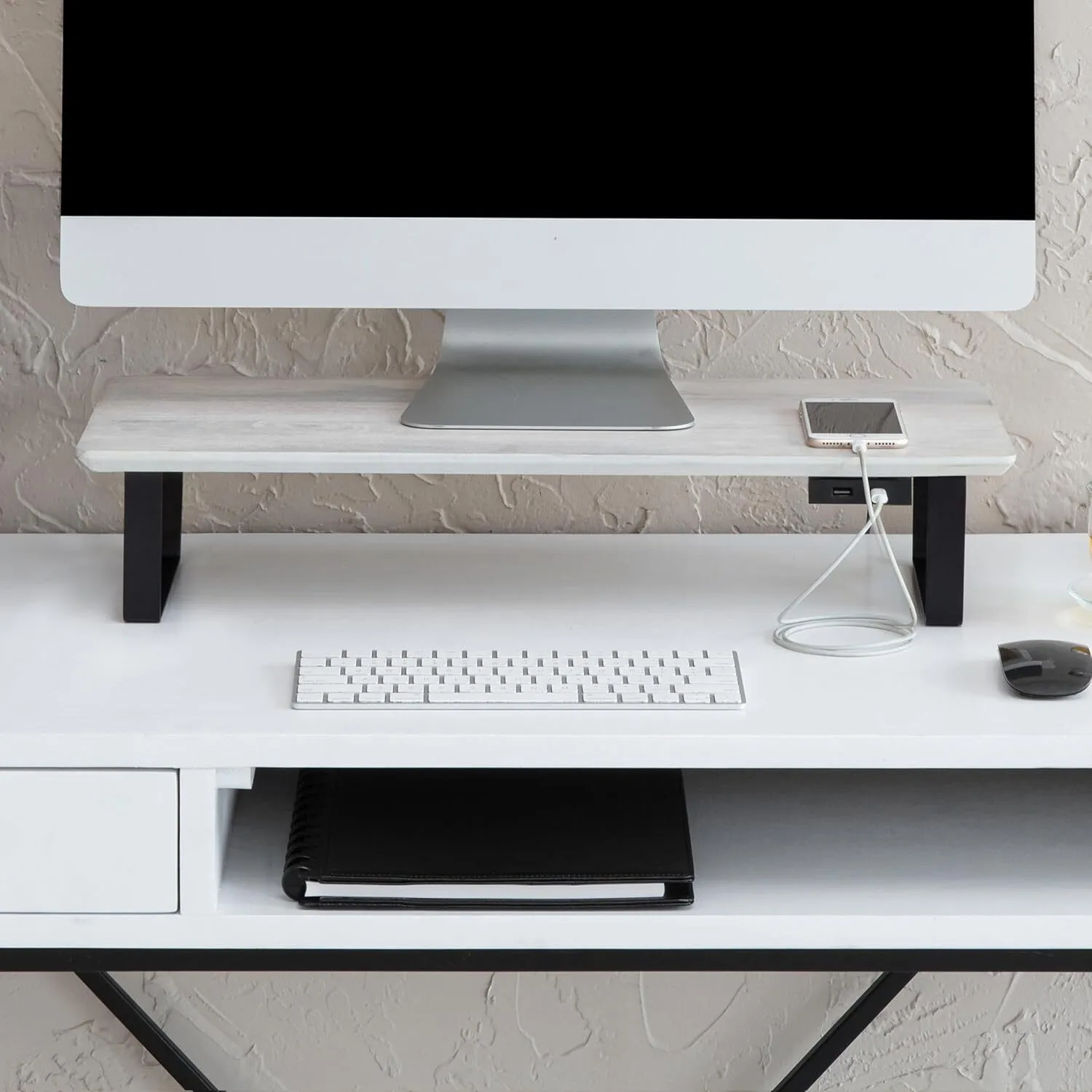 Support d&39;écran en bois avec pieds en métal pour l&39;organisation du bureau 1