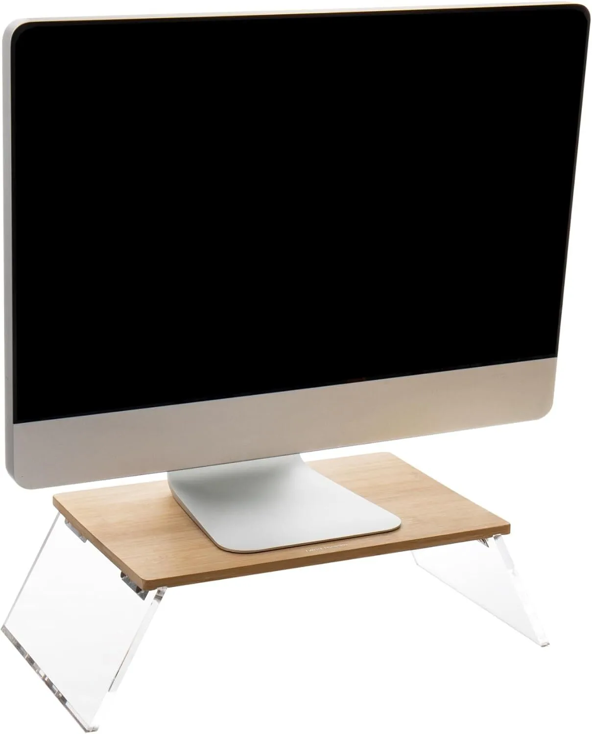 Soporte de monitor plegable de bambú con pata de acrílico para sala de estar 1