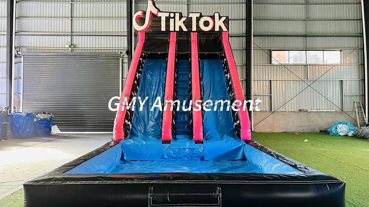 Dual Lane Waterslide Castillo Inflable Toboganes Tobogan Inflatable Tiktok Slide with Water Pool GMY Inflatables 1