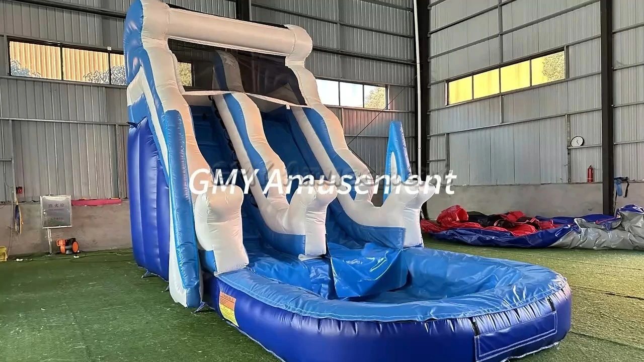 Wet Dry Pool Blue Waterslide Inflatable Water Slide Inflatable GMY Inflatables 1