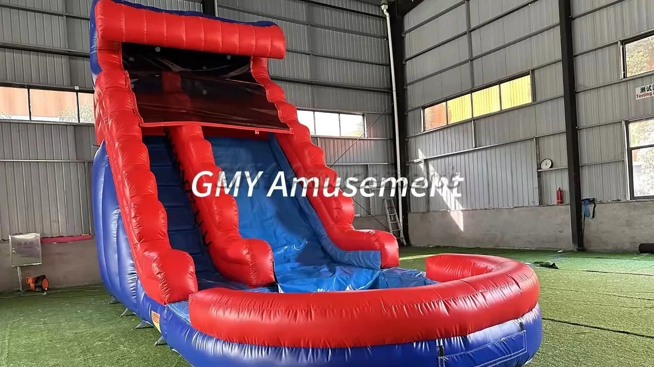 Blue Red Commercial PVC Outdoor Inflatable Waterslide Water Inflatable Slide GMY Inflatables 1