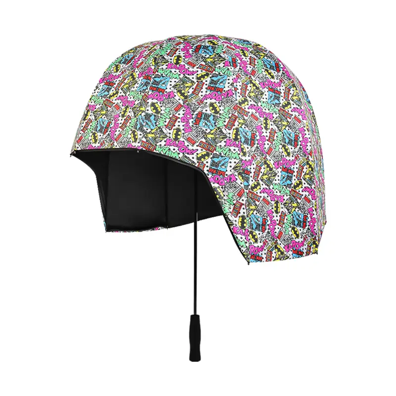 Promotional Creative Helmet Straight Umbrella All-Around Protection Rainy  Sunny Use 1