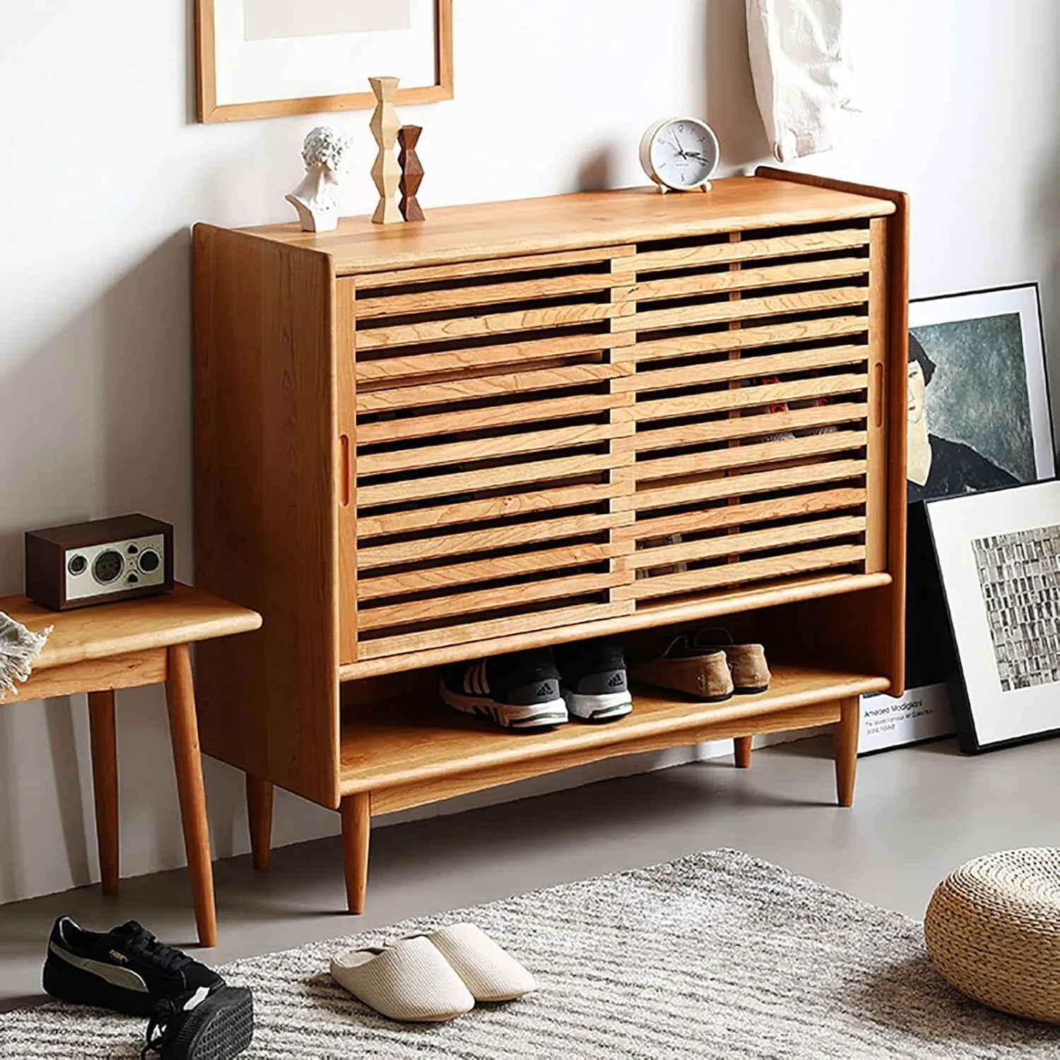 Meuble à chaussures multicouche en bois avec portes coulissantes et rangement pour entrée Combohome 1