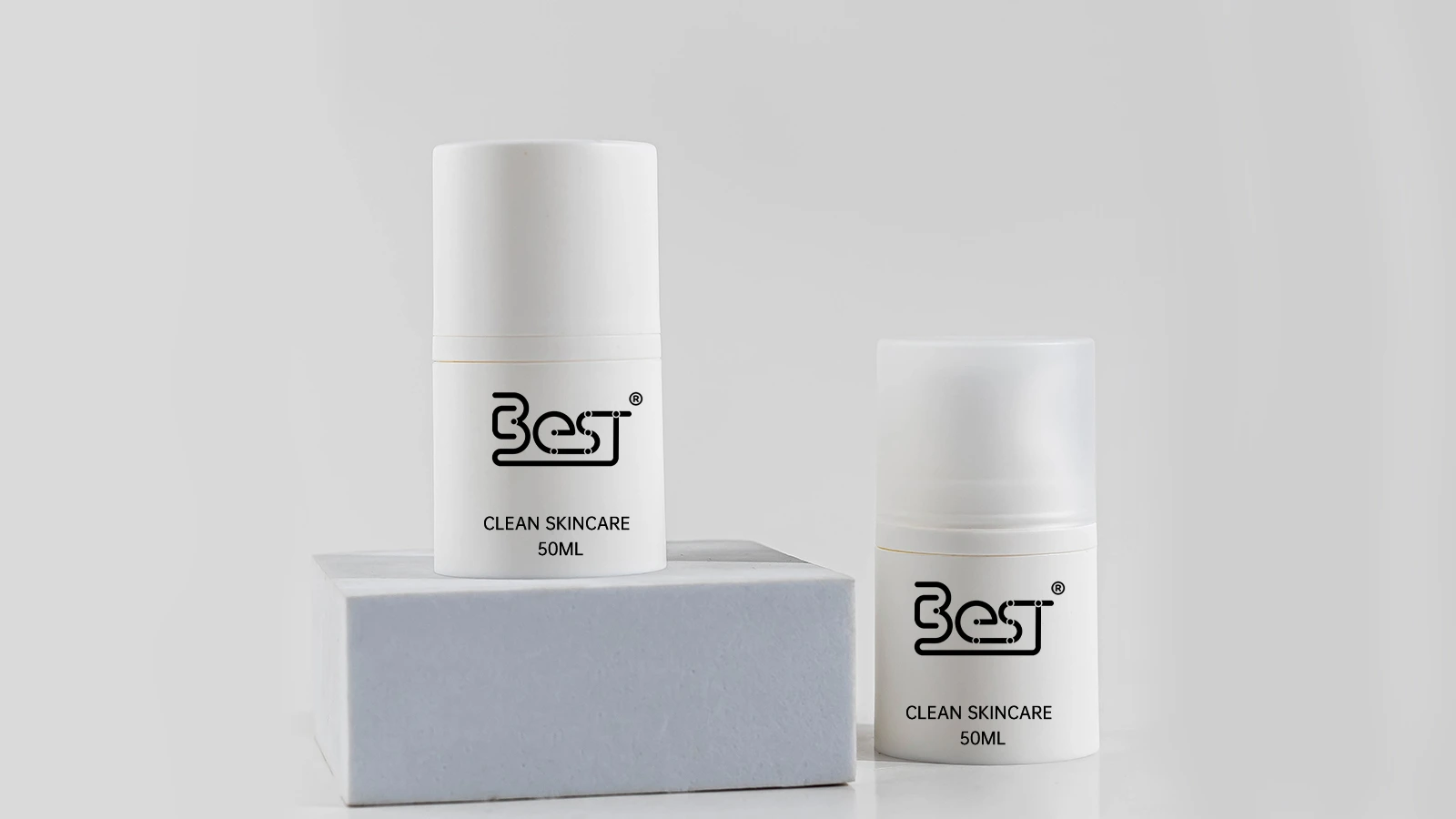 50ml Silk Printing Custom Lotion Bottle Airless Pump with Round Shape and White Cap  BEST-45344 1