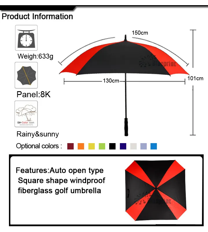 Golf Umbrellas Available for Specifications and Quantities - - Blueprint Umbrella 5