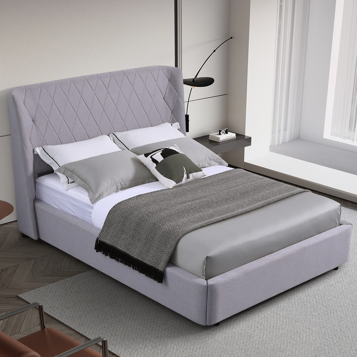 MB3698ZT Sofá Fabrica de alta calidad King Queen Tamaño de cama tapizado de cama con diseño de cabecera elegante - JLH Inicio 1