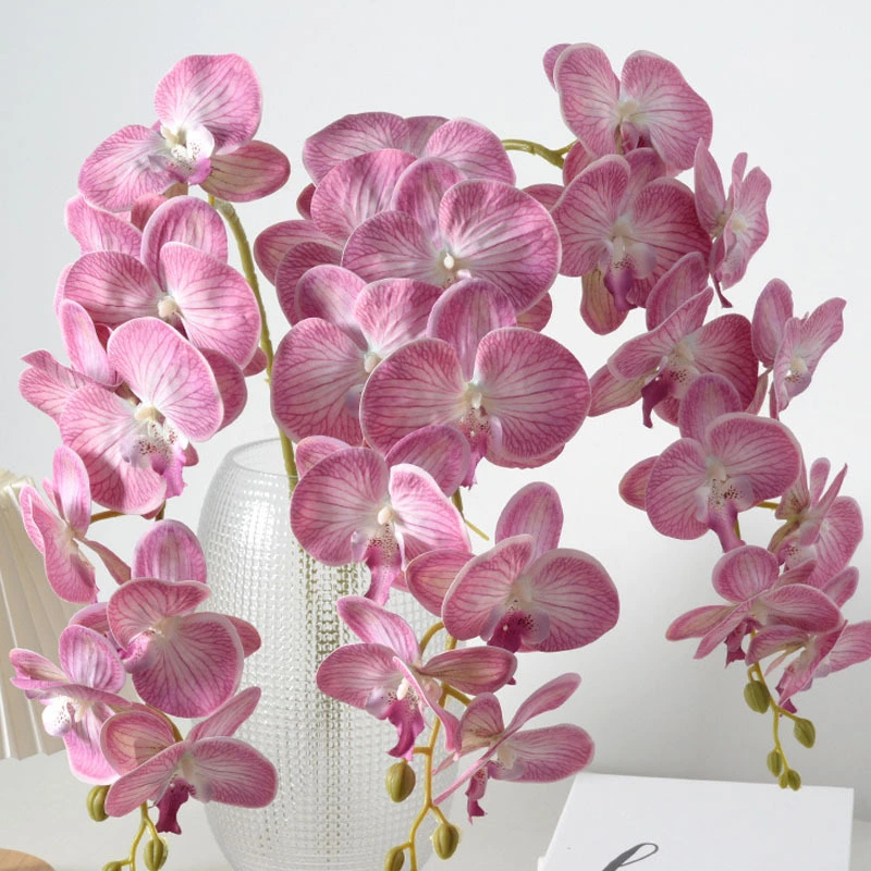 Simulation flower 9 head film Phalaenopsis 3D feel wedding advanced sense file home soft floral arrangement artificial flowers 1