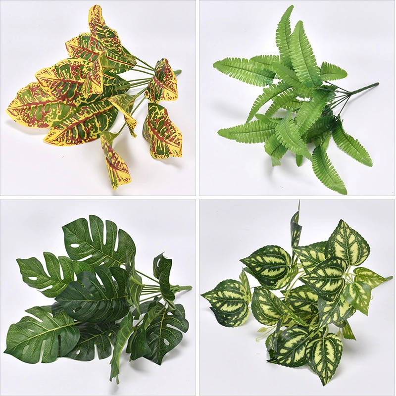 Planta artificial Planta verde Planta en maceta Decoración de pared Hoja artificial Hoja de potos verde gelatinizada 1