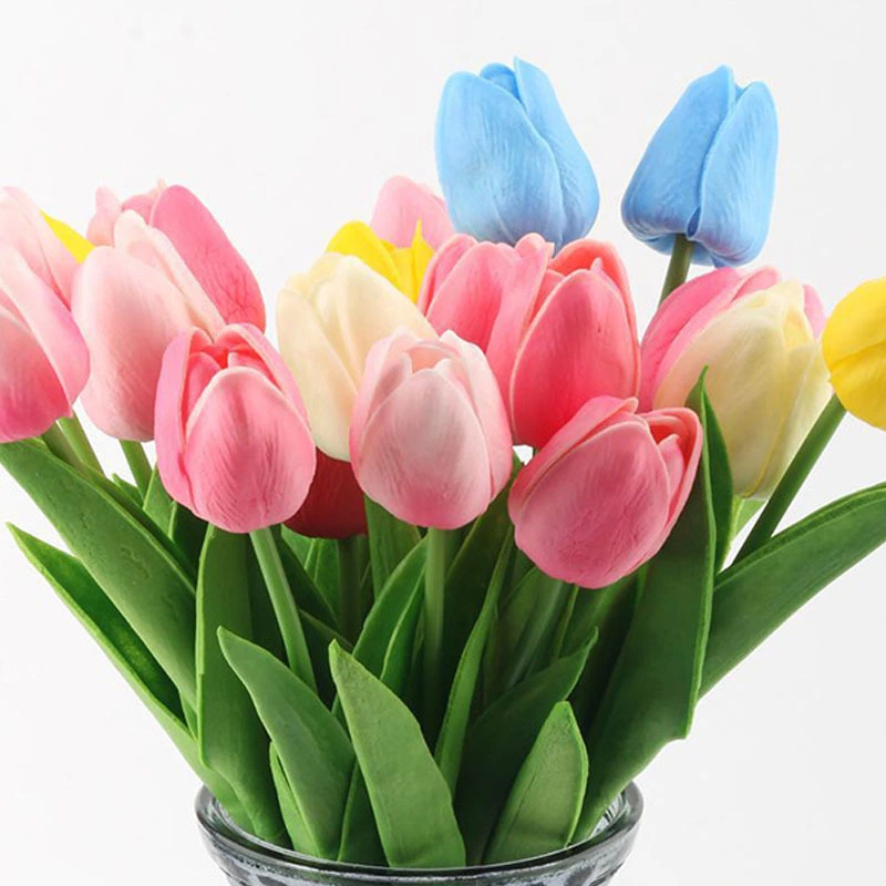 Mini tulipán de plástico PU, simulación de flor falsa, flor de seda de comercio exterior transfronterizo, decoración del hogar para bodas, fabricantes de flores al por mayor 1