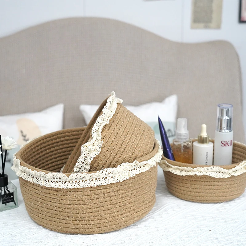 Cotton storage basket fringe decorative border decoration various sizes Basket Gem 1