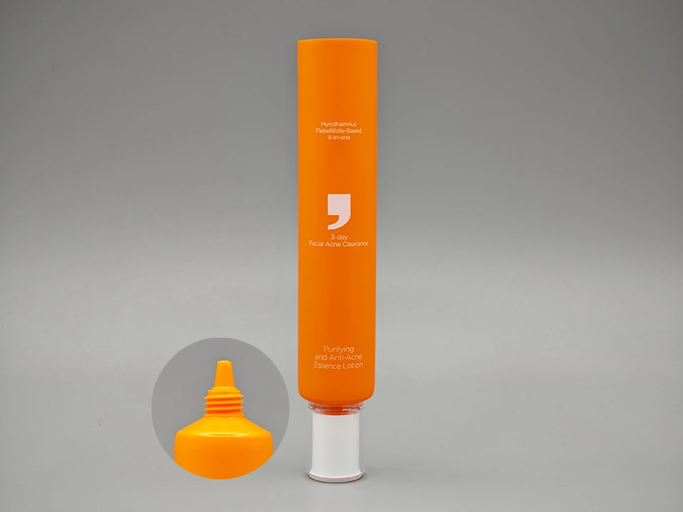 Orange Matte Essence Tube Screen Print Acrylic Nozzle Cap Round Design 1