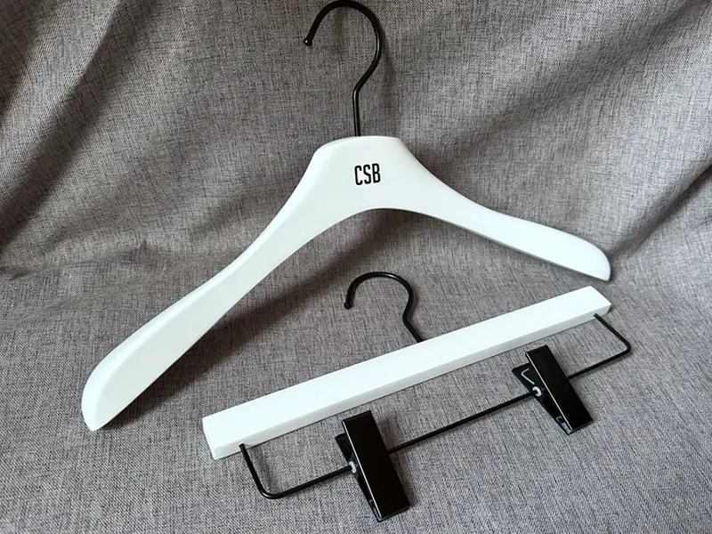 Hot sale luxury matt white wooden hanger for coat 1