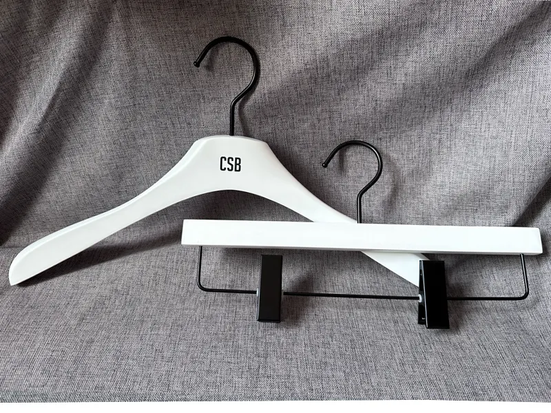 White Wooden Hangers Wholesale Matt White Painted by LEEVANS 3