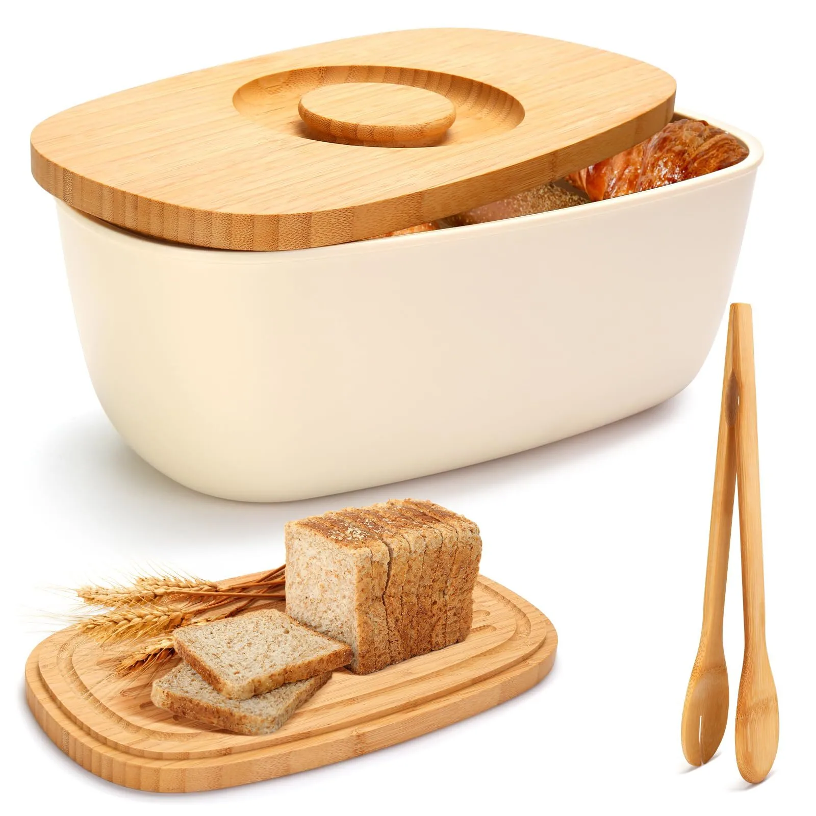 Combohome Bread Box With Toast Tongs, Large Bread Storage Container 1