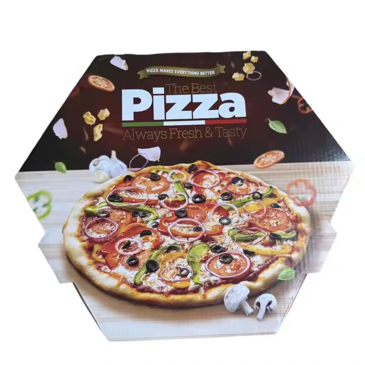 Custom Recyclable Pizza Proofing Box - Blue Kraft Paper Carton with Gold Foil Logo for Food Packaging 1