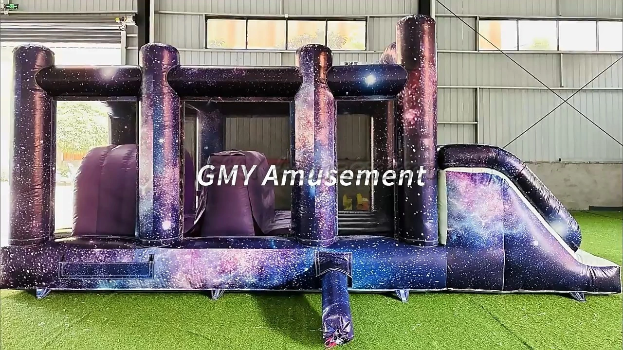Run Challenge Game Space Bounce House Slide Combo Inflatable Obstacle Course GMY Inflatables 1