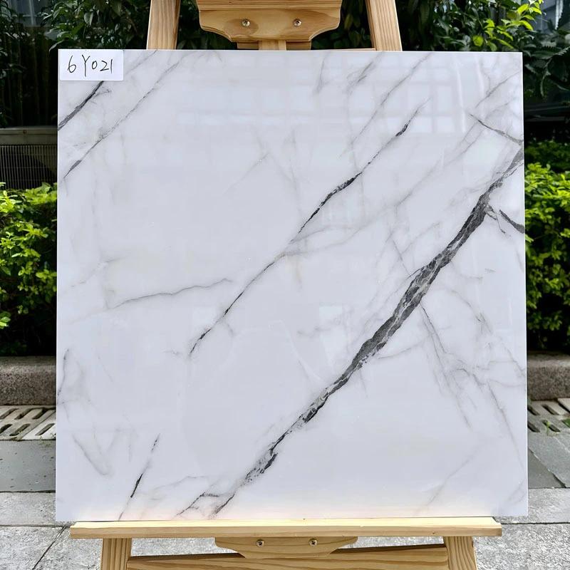8mm Carrara White Ceramic Stoneware Porcelain Flooring Tiles 60x60cm Modern Polished Wall Tiles with Glossy Finish for Interiors 1