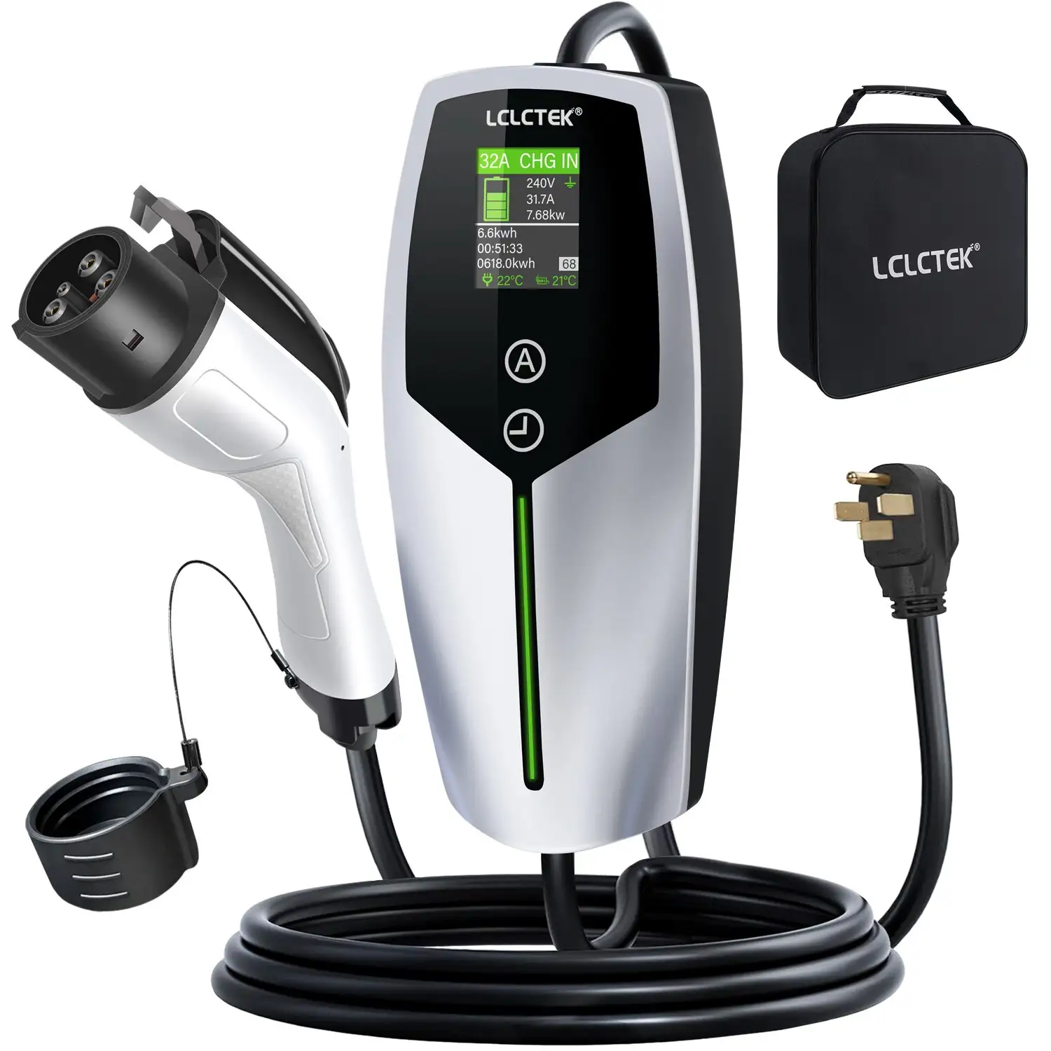 Nível 1 EV portátil EV Tipo 1 plugue dos EUA, 7kW, Silver LCLCTEK 1