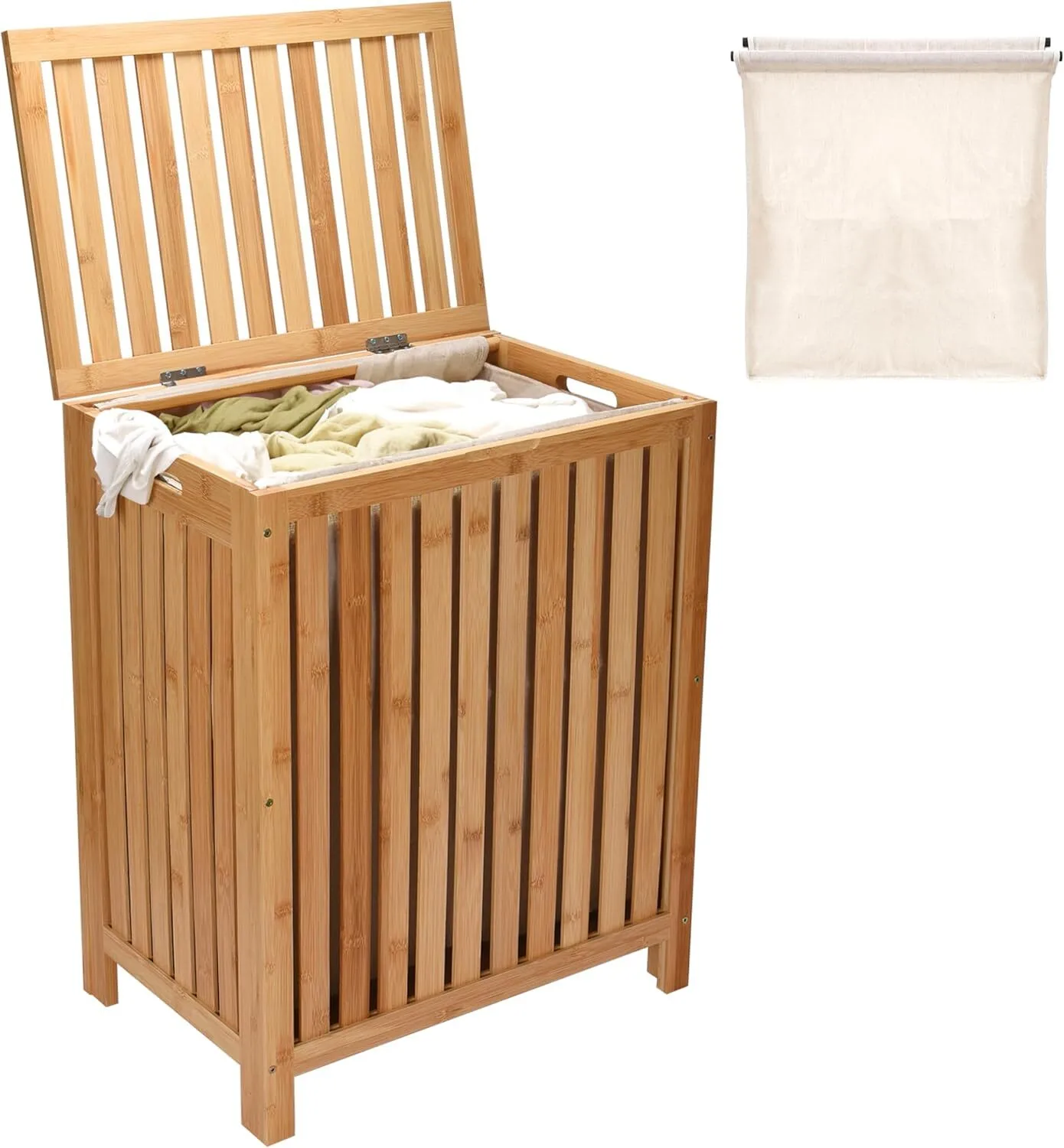 Bamboo Laundry Basket with Lid for Laundry,Toys, Towels 1