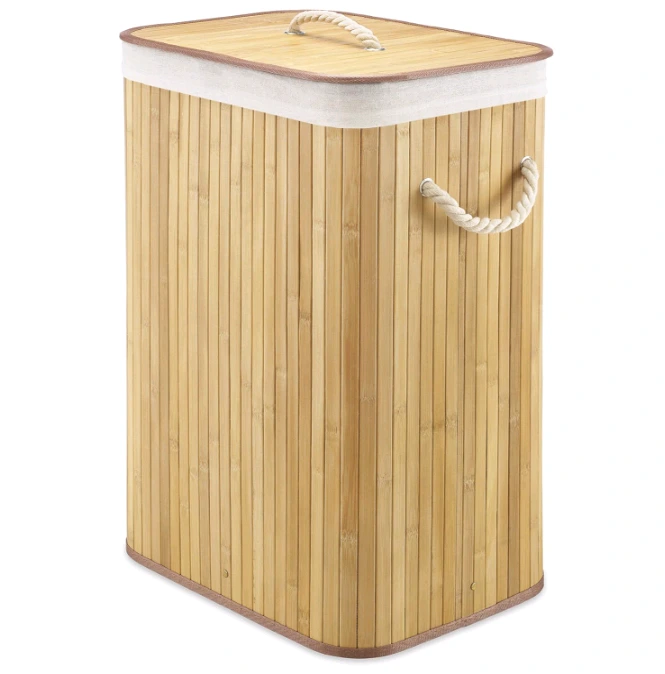 Bamboo Laundry Hamper with Rope Handles for Bathroom,Livingroom 1